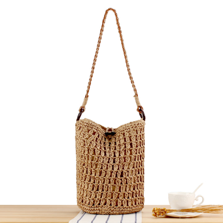 Handbag Made of Hand-Woven Natural Material with Decorative Closure Kalsten