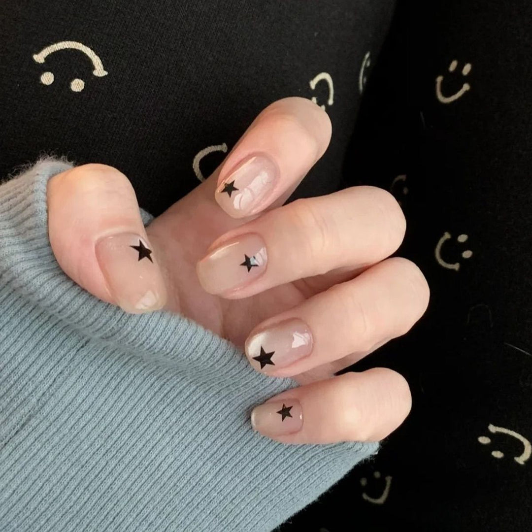 Artistic Press-On Nail Set with Star Designs Kalsten