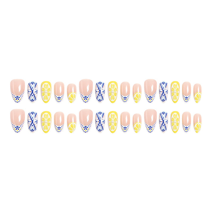 Creative Nail Art Set with Lemon and Flower Designs Kalsten