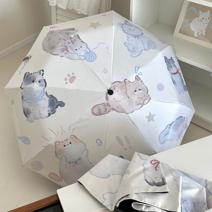 Women's Foldable Umbrella with Charming Cat Pattern Kalsten