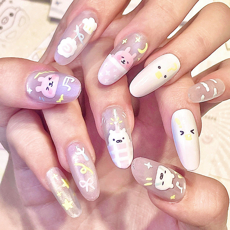 Playful Animal-Themed Press-On Nail Art Kalsten