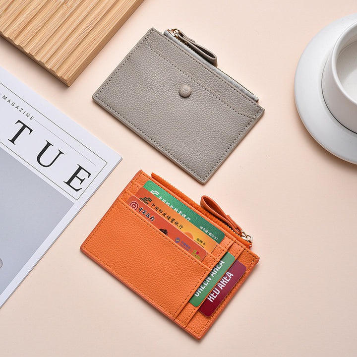 Textured  Leather Zip Card Holder Kalsten