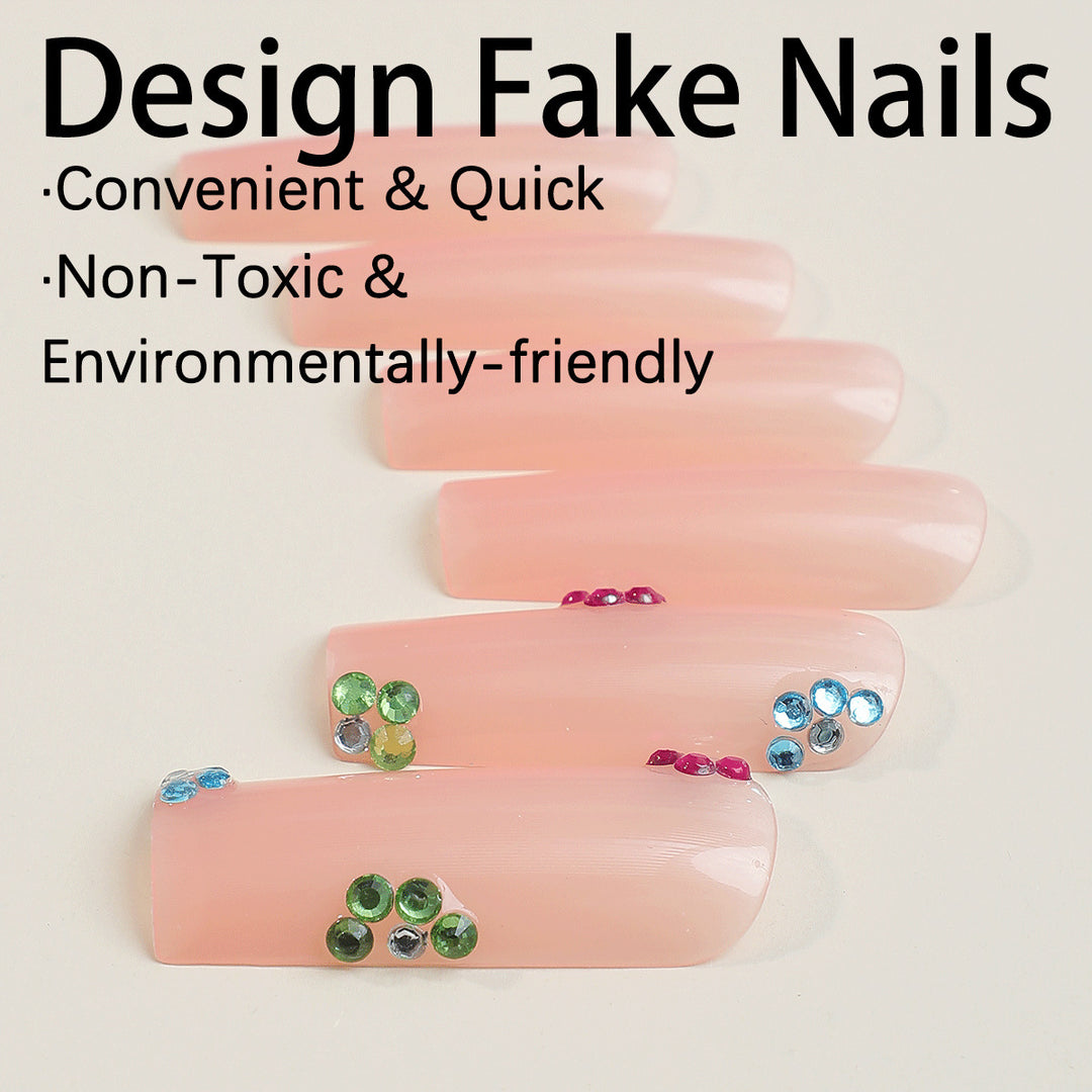 Artificial nail set with rhinestone accents Kalsten
