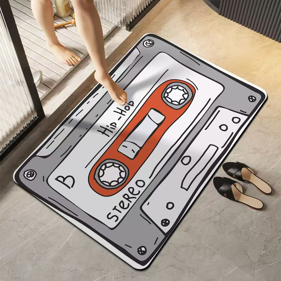 Retro Music-Themed Bath Mat