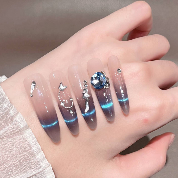 Glamorous Crystal-Studded Stiletto Press-On Nails Kalsten