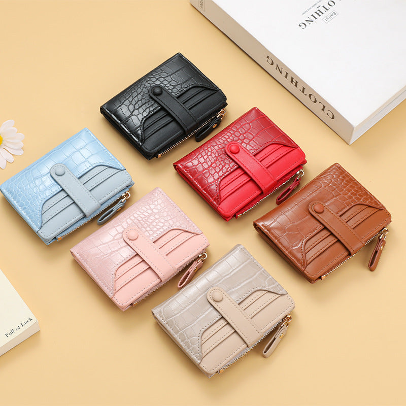 Compact Crocodile-Texture Zip Card Wallet Kalsten