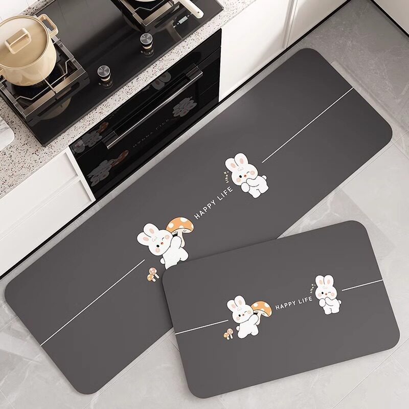 Cartoon Chef-Themed Kitchen Mat Set