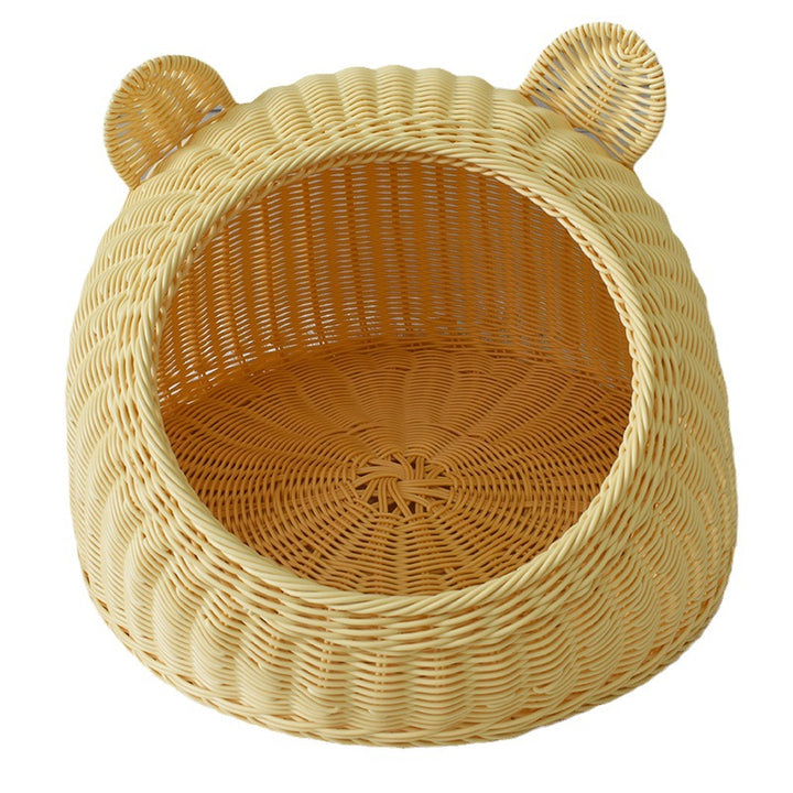Playful Bear-Shaped Woven Pet Bed Kalsten