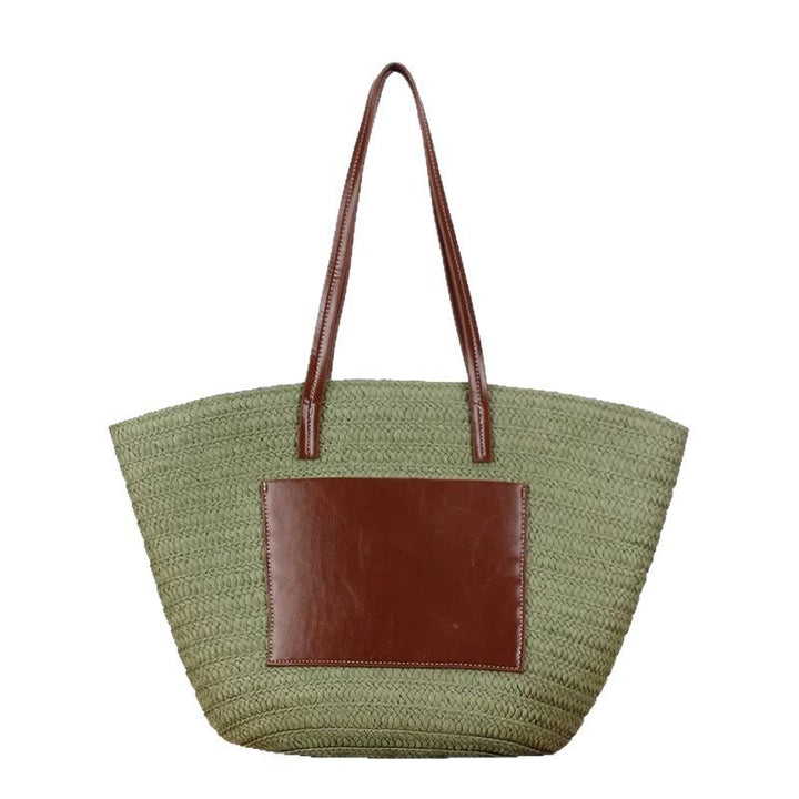 Fashionable straw bag with leather accents Kalsten