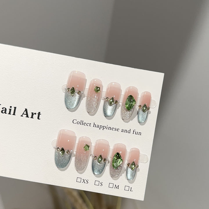 Luxury Crystal-Embellished Press-On Nail Art