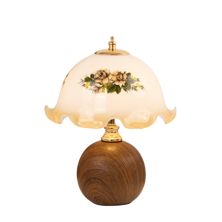 Vintage Glass Table Lamp with Ornate Shade