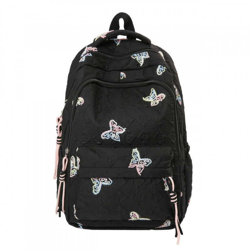 Stylish Embroidered Butterfly Design Backpack
