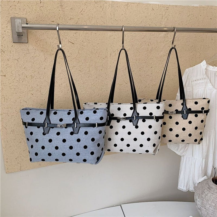Polka Dot Canvas Tote Bag