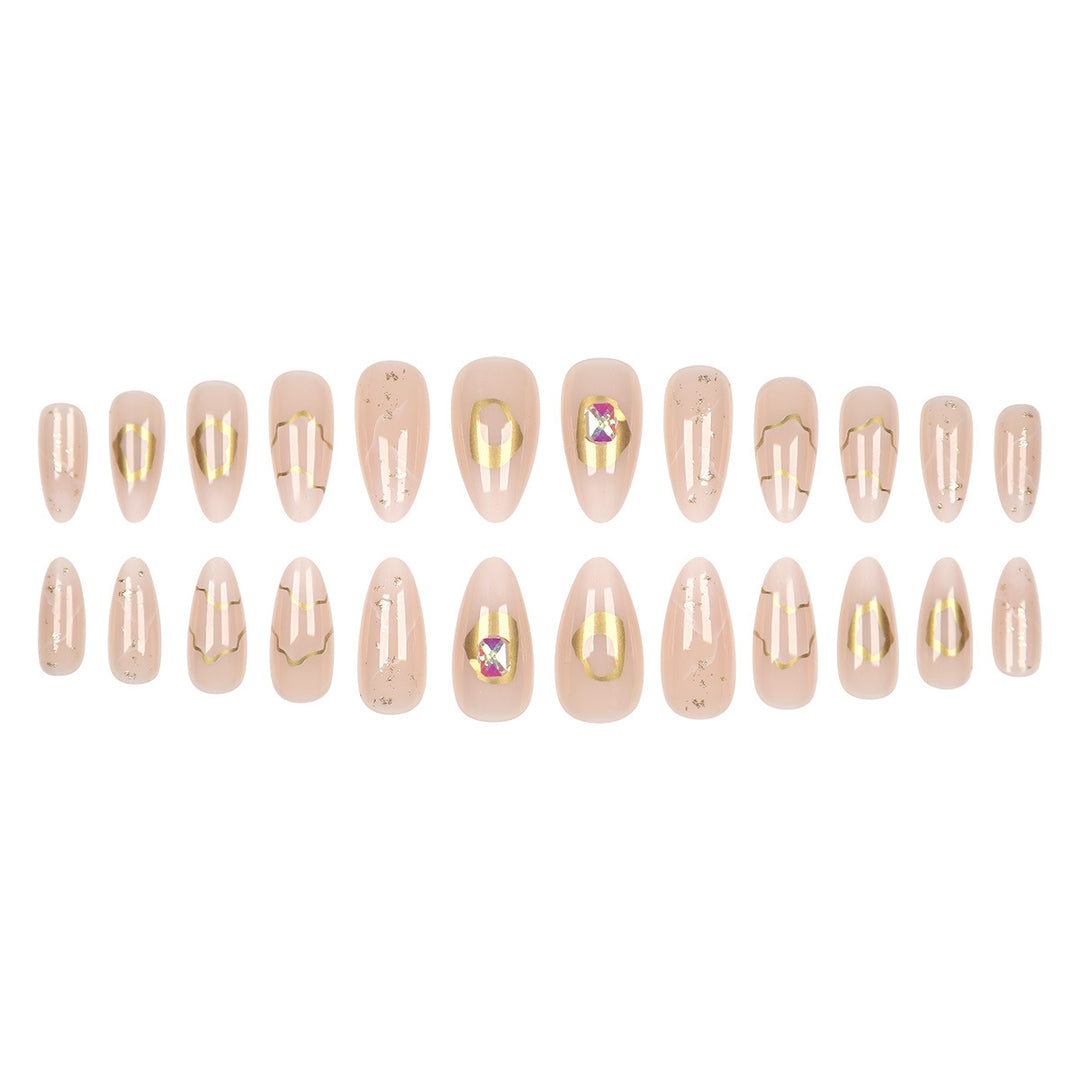 Elegant Stiletto Press-On Nail Set with Gold Accents Kalsten