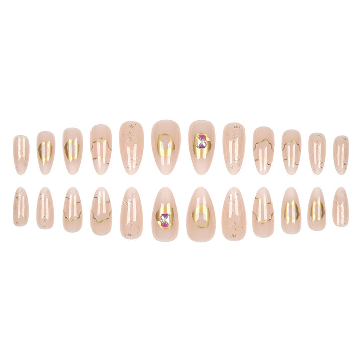 Elegant Stiletto Press-On Nail Set with Gold Accents Kalsten