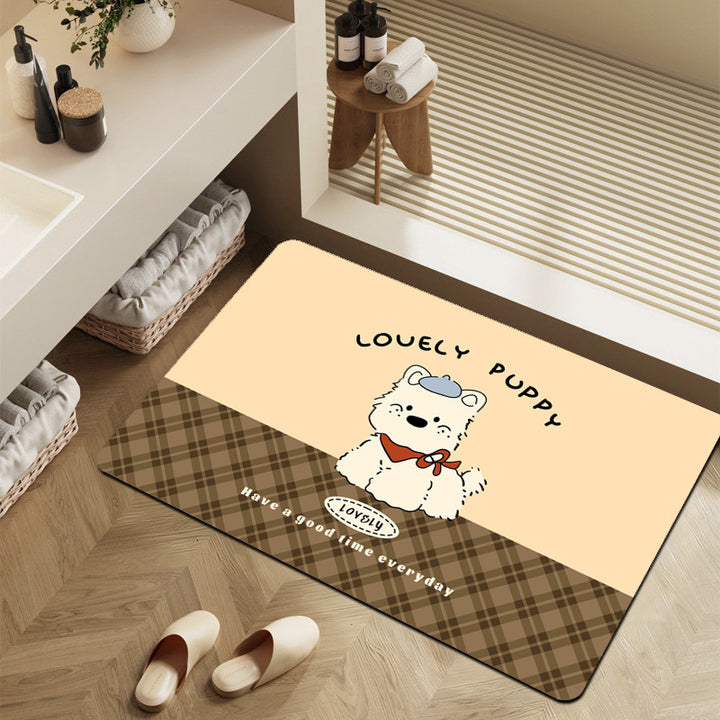 Cartoon Dinosaur-Themed Bathroom Mat