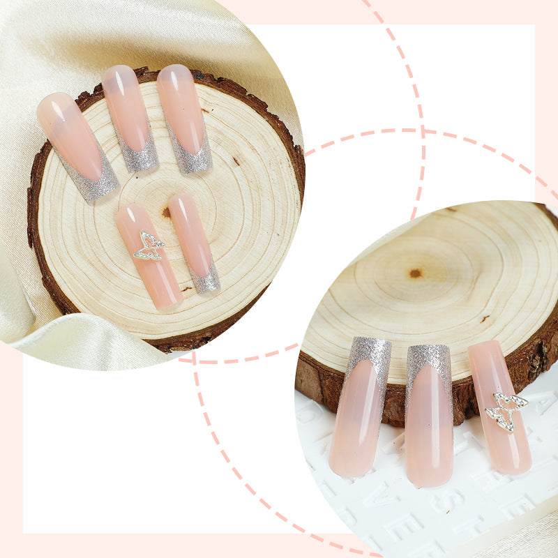 Elegant Silver Glitter Press-On Nail Set Kalsten