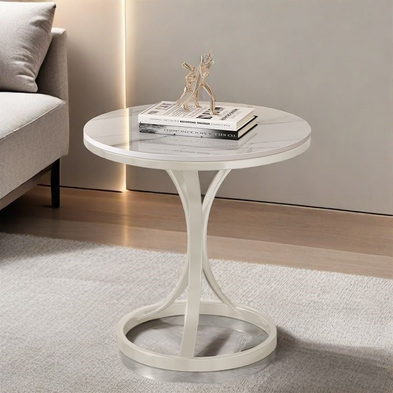 Modern Round Accent Table with Sleek Metal Base Kalsten