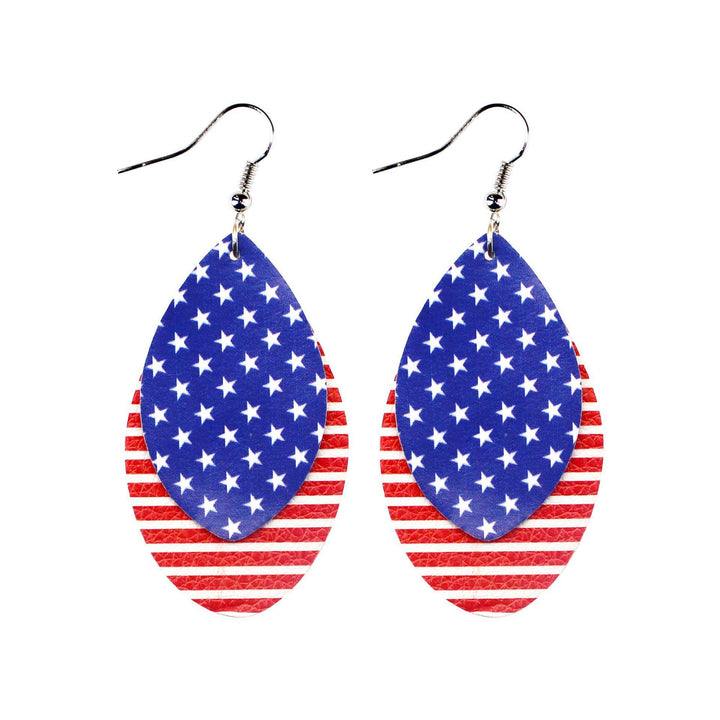 Women's star stripe print faux leather drop earrings with fishhook Kalsten
