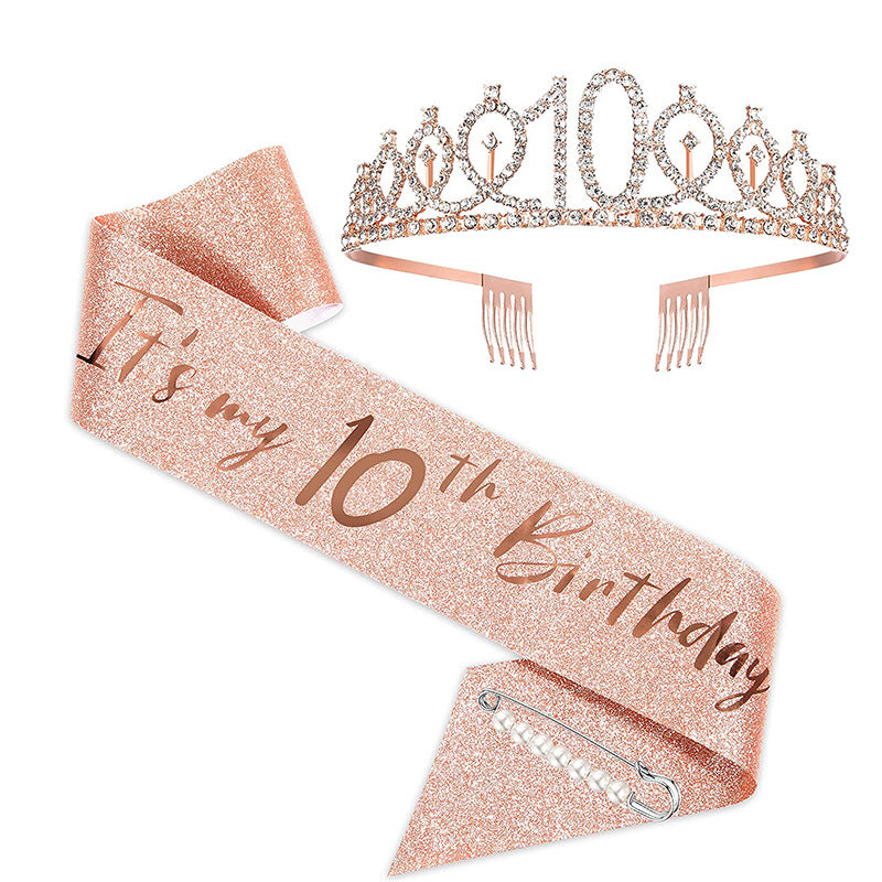 Ladies Sparkling Tiara with personalized 80th Birthday Inscription Kalsten