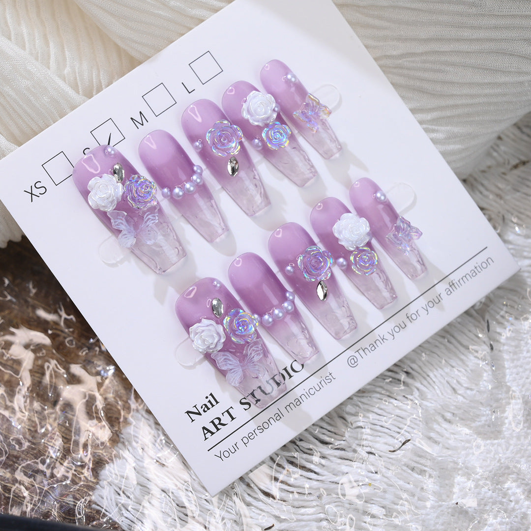 Floral Embellished Press-On Nail Set Kalsten