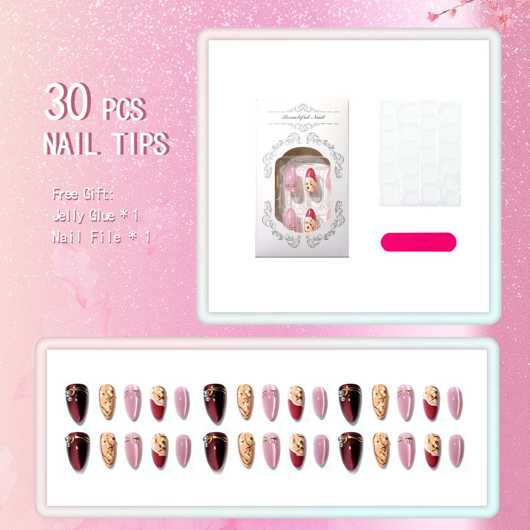 Elegant Decorative Press-On Nail Art Set 1790738758