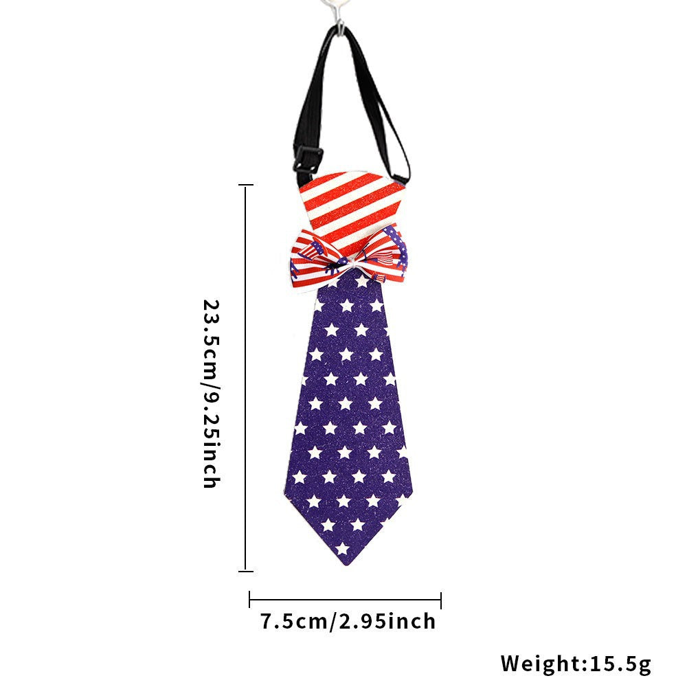 Unisex nan patriotic striped pet necktie with adjustable elastic collar Kalsten