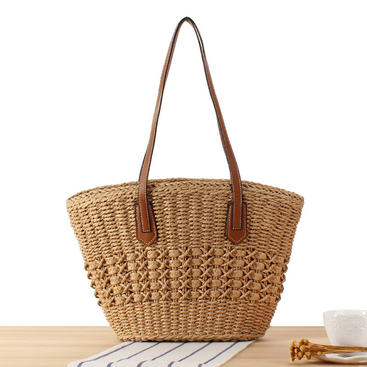 Basket bag with artificial leather handles Kalsten