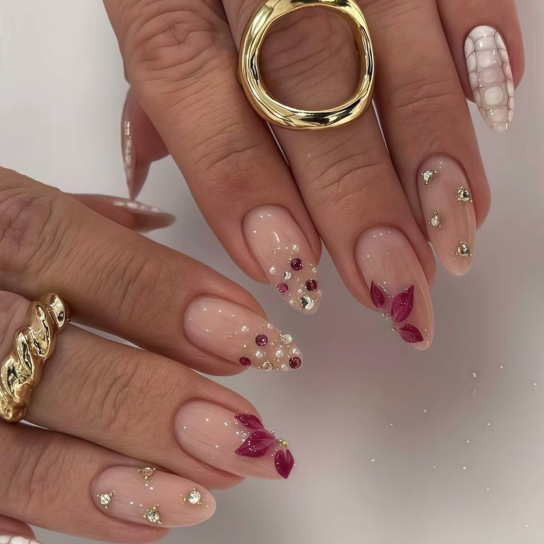 Elegant Floral Press-On Nail Art Extensions Kalsten 1787913980