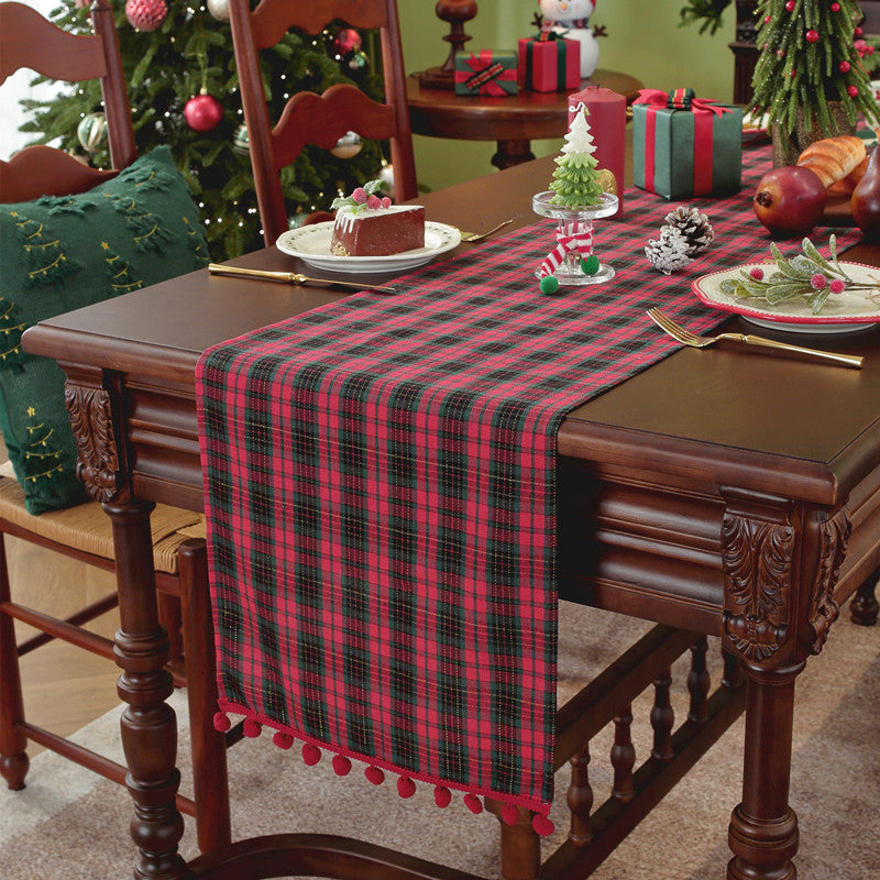 Stylish Pom-Pom Trimmed Table Runner