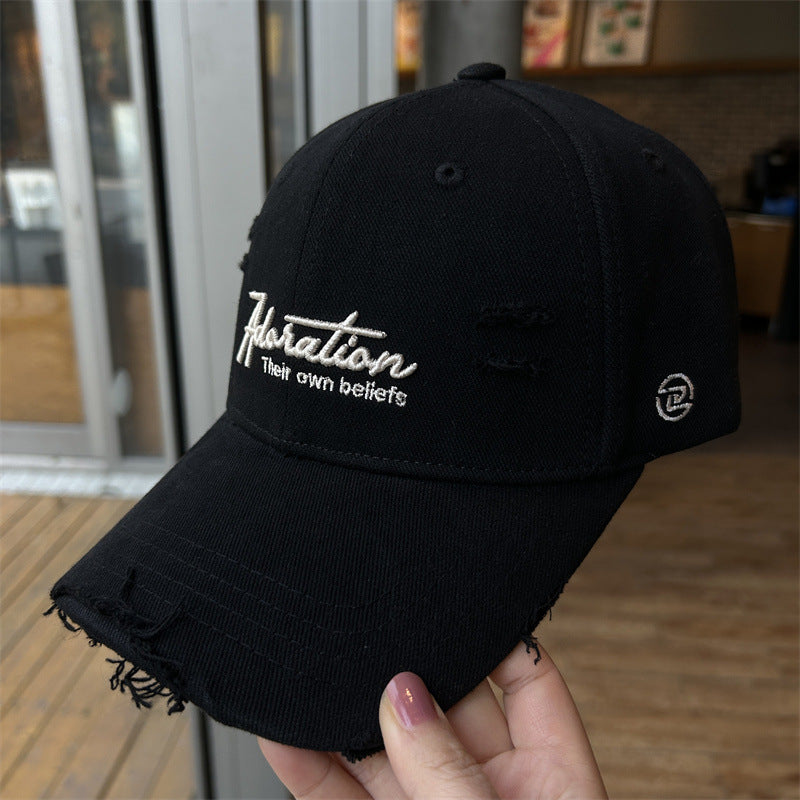 Distressed Embroidered Baseball Cap