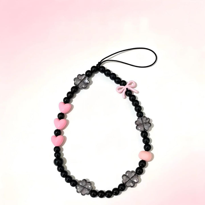 Playful Heart and Flower Bead Phone Charm Kalsten