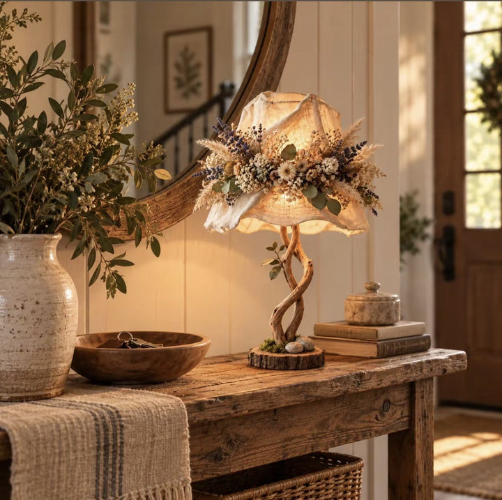 Decorative table lamp with floral elements Kalsten