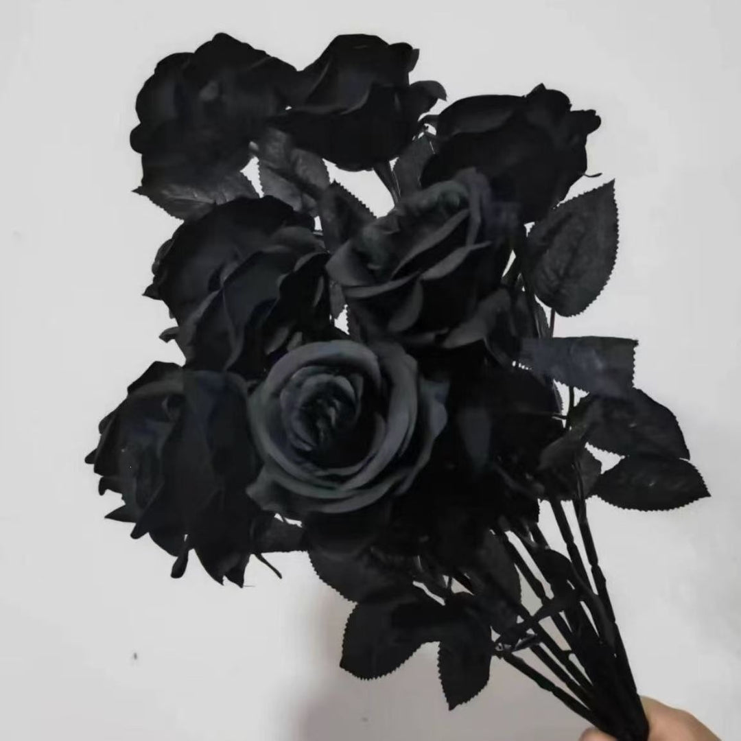 Elegant Decorative Faux Black Rose Bouquet