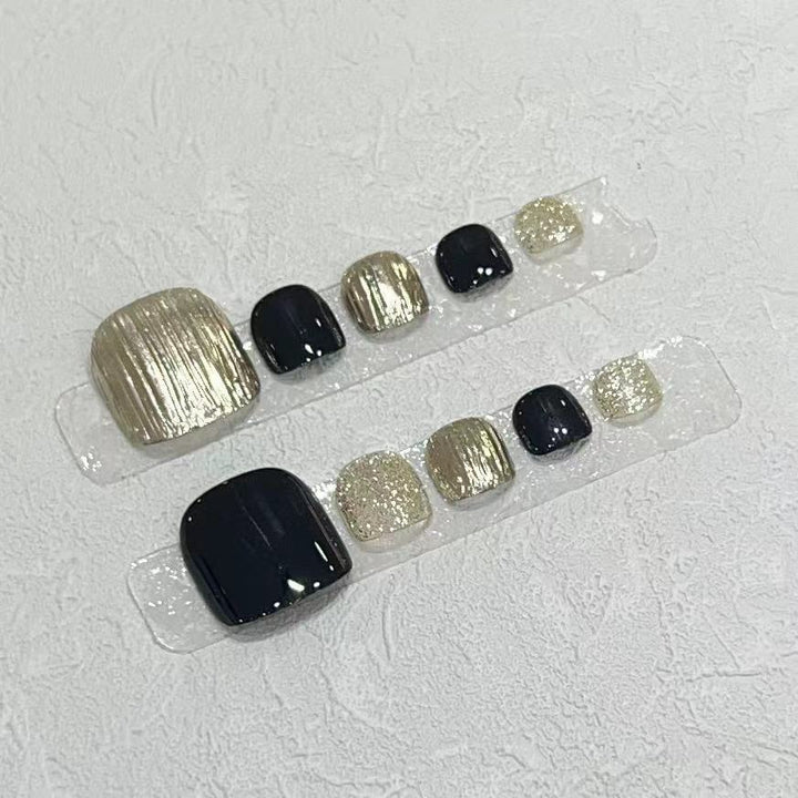 Press-On Nail Art Set with Elegant Metallic and Glitter Accents Kalsten