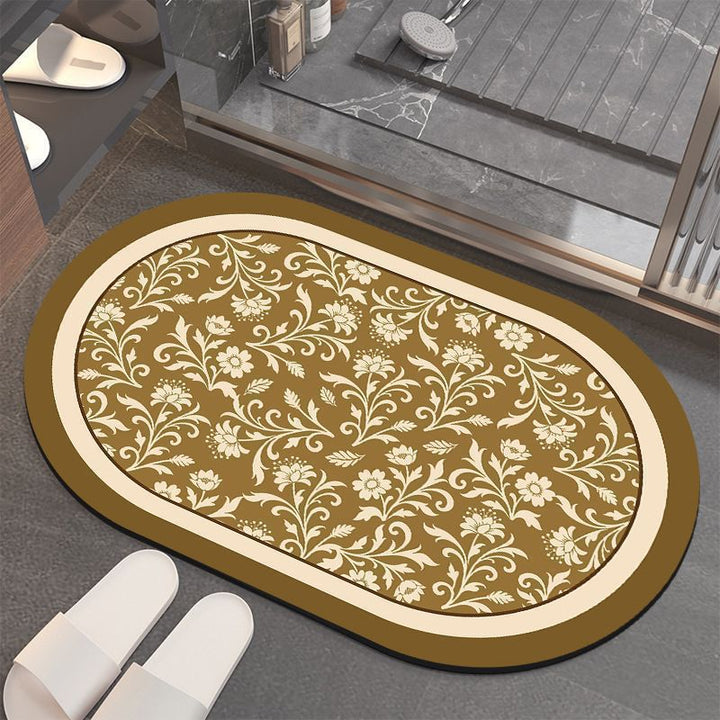 Floral-Patterned Memory Foam Bathroom Mat
