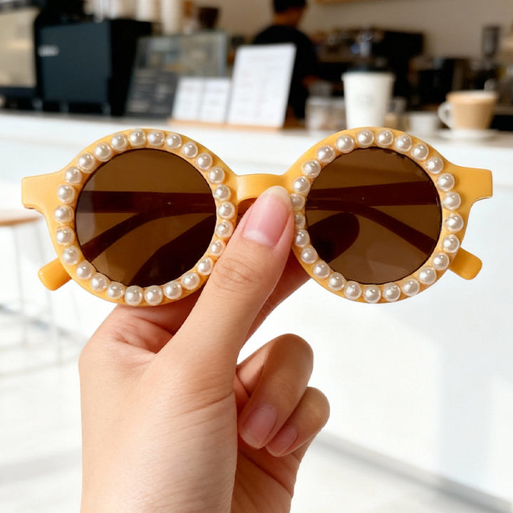 Elegant Pearl-Embellished Round Sunglasses Kalsten