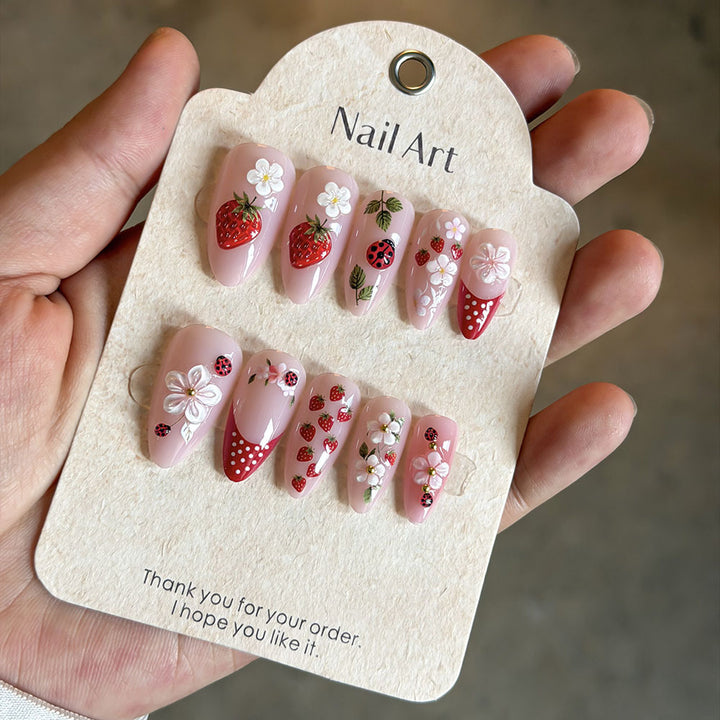 Whimsical Strawberry-Themed Press-On Nails Kalsten
