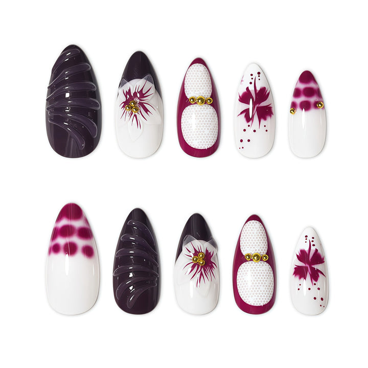 Elegant Floral Art Nail Extensions Kalsten
