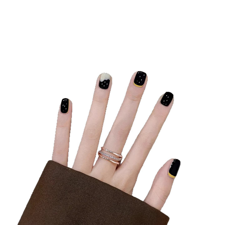 Artistic Press-On Nail Art Set with Modern Geometric Designs