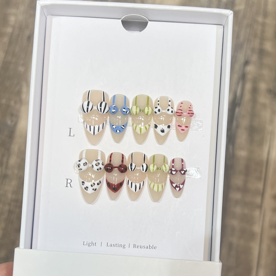 Decorative Press-On Nail Art Set with Unique Patterns Kalsten 1788223862