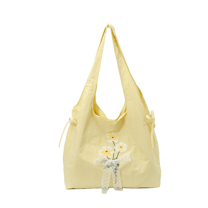 Floral Embroidered Shoulder Tote Bag