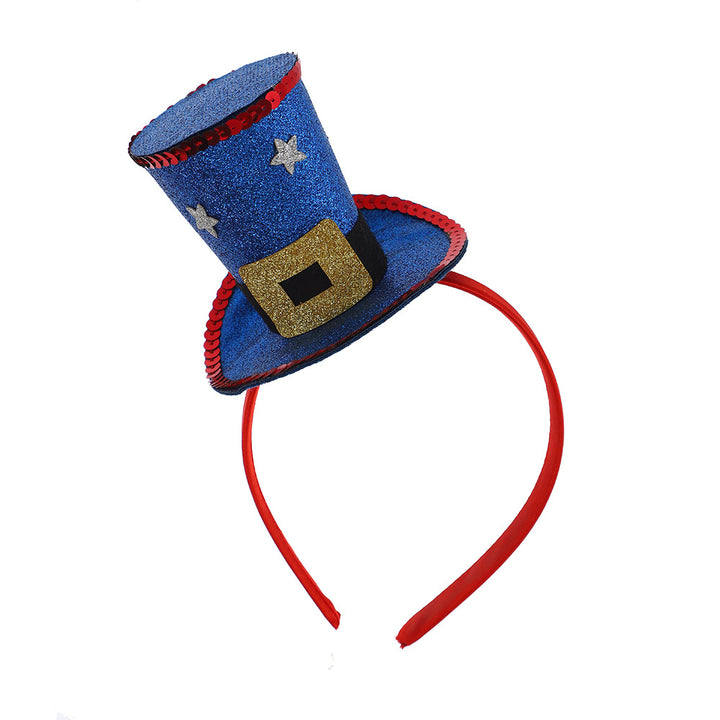 Unisex nan Party hairband with mini top hat and patriotic star ribbon Kalsten