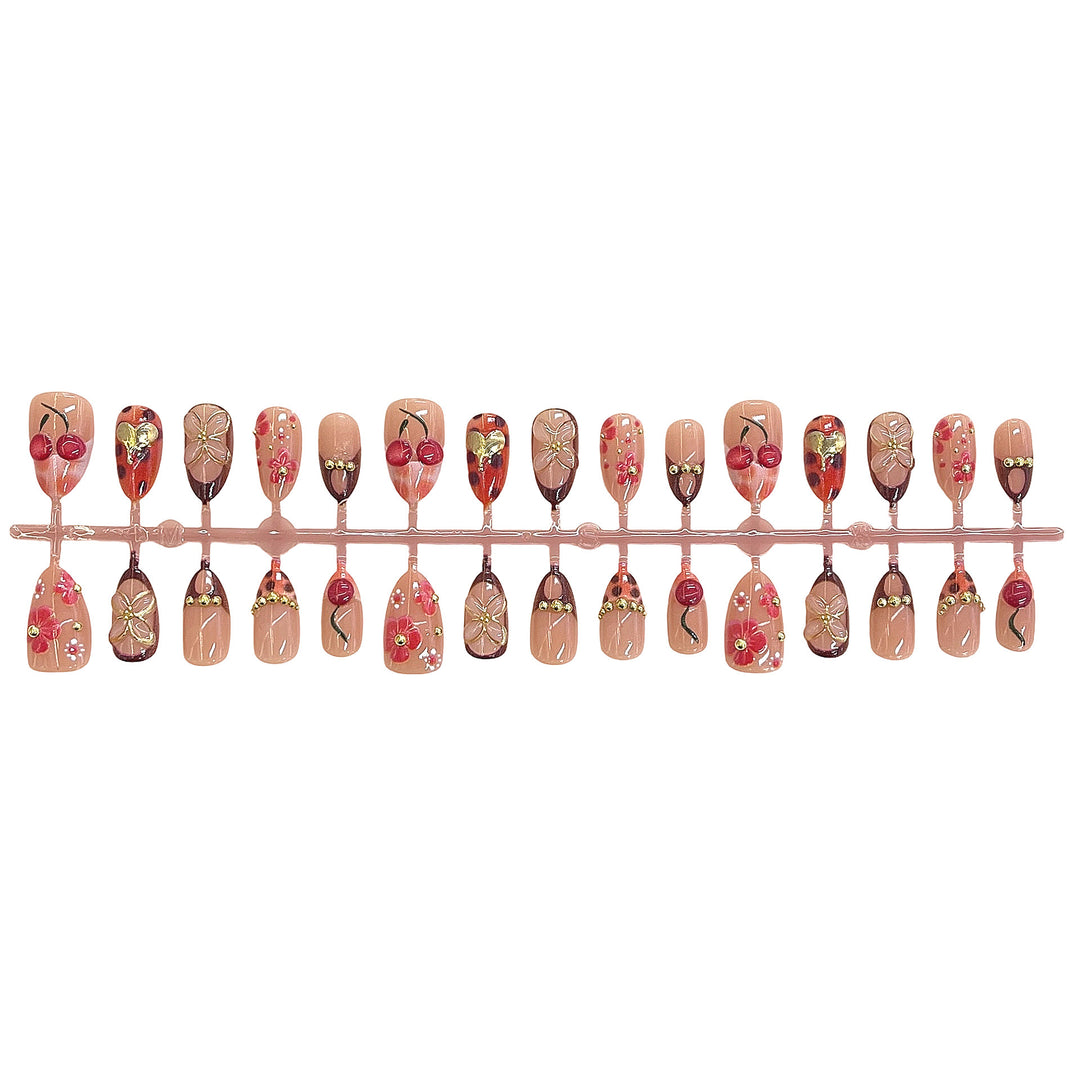 Artistic Floral Accent Press-On Nails Kalsten 1787225333
