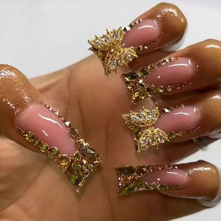 Glamorous Rhinestone Butterfly Press-On Nails Kalsten