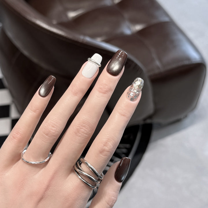Press-On Nail Art Set with Ombre and Glitter Accents Kalsten