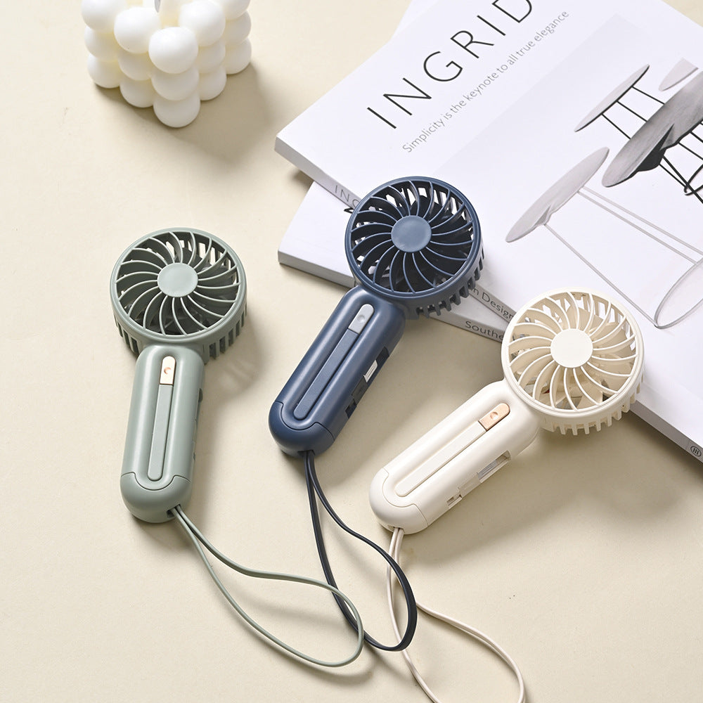 Unisex nan compact rechargeable battery handheld fan with foldable handle and carrying strap Kalsten