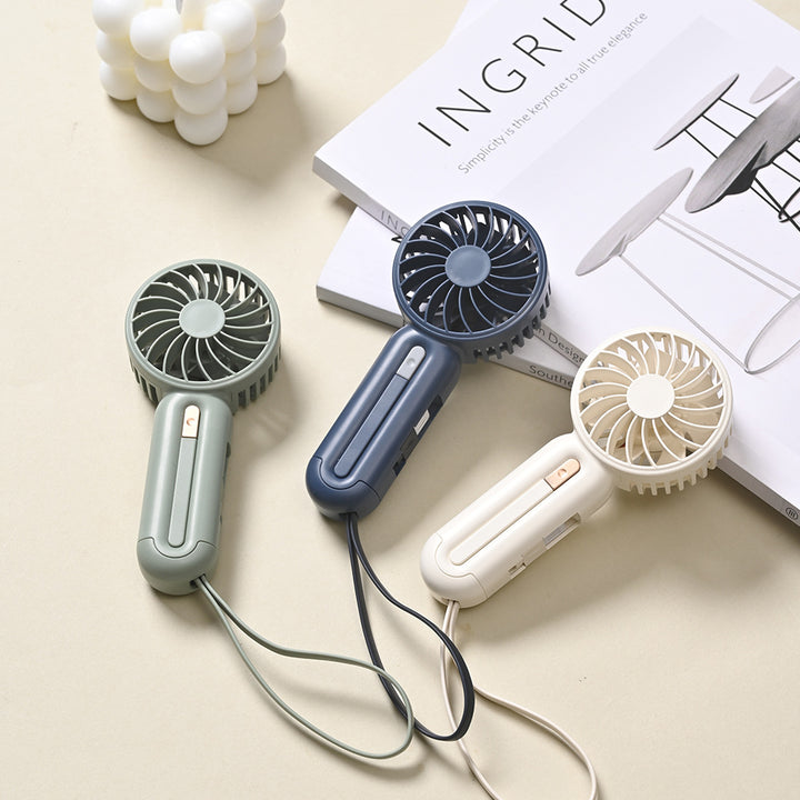 Unisex nan compact rechargeable battery handheld fan with foldable handle and carrying strap Kalsten
