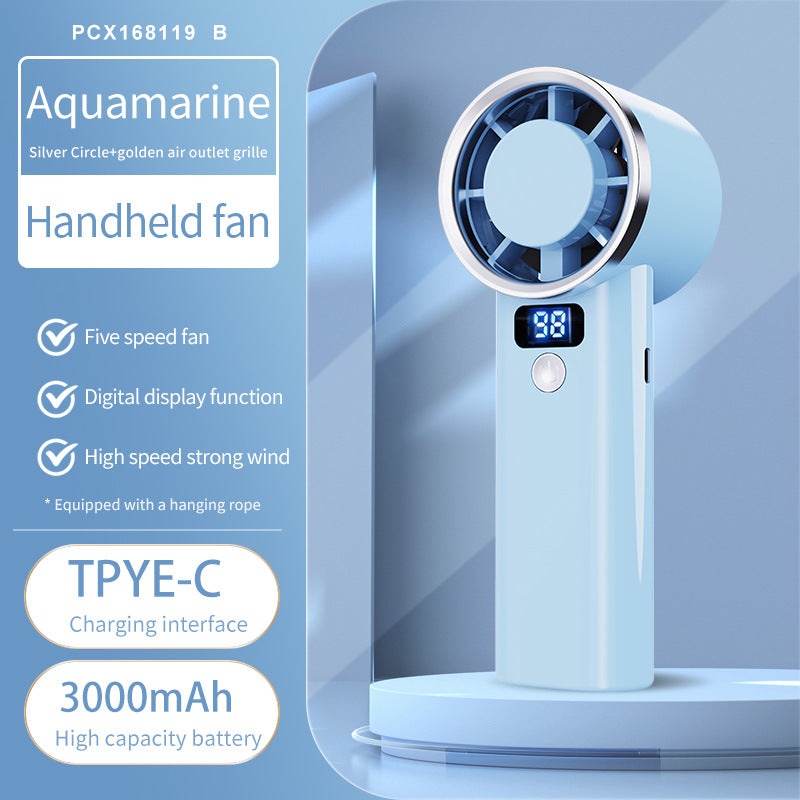 Unisex handheld fan with digital display and five speed levels Kalsten