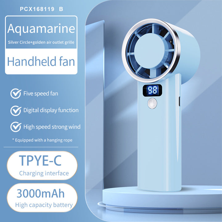 Unisex handheld fan with digital display and five speed levels Kalsten